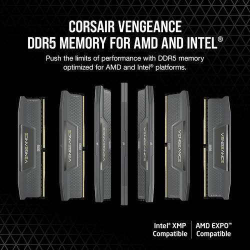 CORSAIR Vengeance DDR5 RAM 32GB (2x16GB) Up to 6000MHz CL30-36-36-76 1.40V AMD EXPO Intel XMP 3.0 Computer Memory – Grey (CMK32GX5M2B6000Z30)